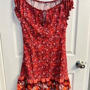 Super cute country concert dress! Floral Red Dress